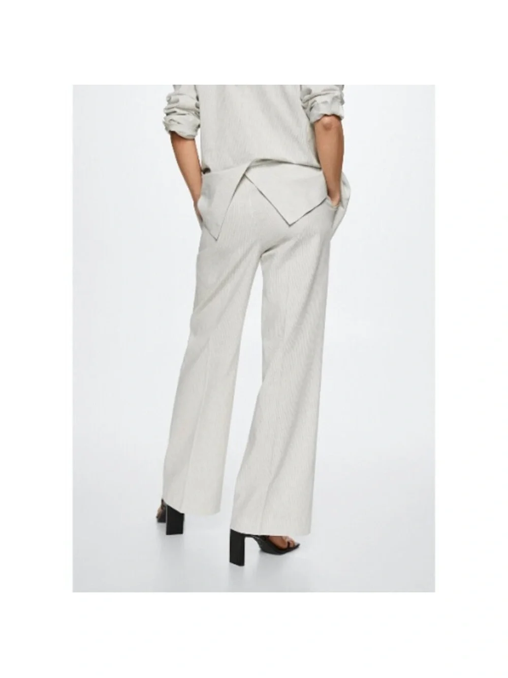 Mango linen blend pinstripe pants